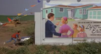 Hiding the time machine behind the &acute;Lyon Estates&acute; billboard
